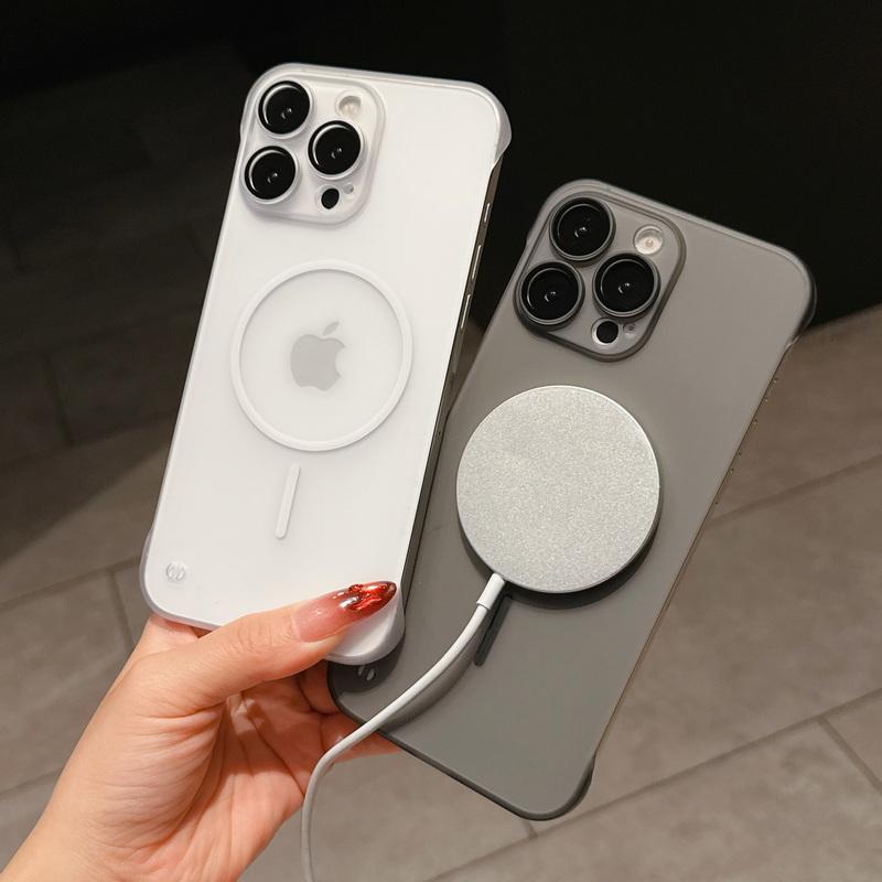 Husă Transparentă Mată Fără Ramă pentru Magsafe Pentru iPhone 16 Pro 15 Pro Max 14 13 12 11 Subțire PC Dur Rezistentă la Șocuri Încărcare Wireless Husă Magnetică pentru Telefon