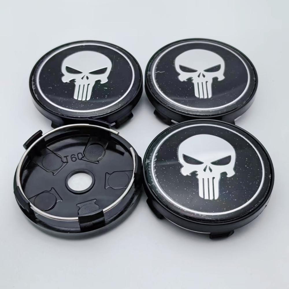 4pcs/set Skull Logo Emblem Car Wheel Center Caps 60MM 56MM Wheels Hub Cap Skulls Badge Rim Hubcaps Cover Replace Car Accessories