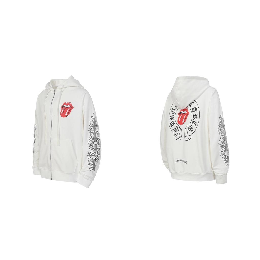 Trendy Chrome Sanskrit Cross Print Zipper Hooded Sweatshirt