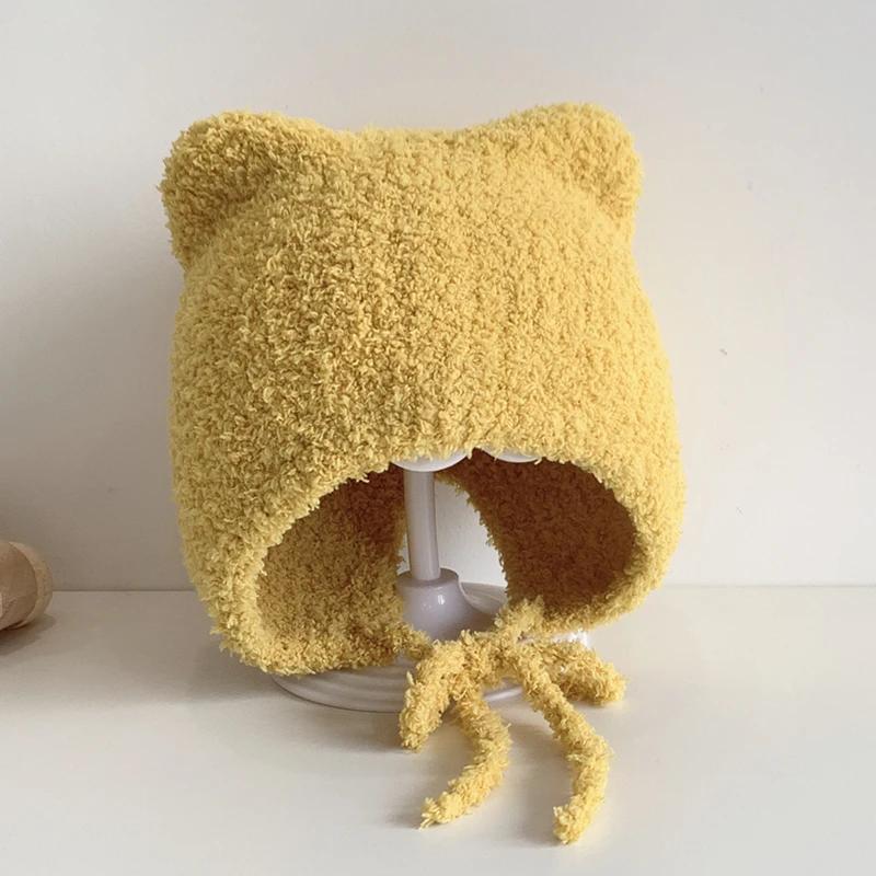Winter Baby Beanie Cap Cartoon Ear Protection Soft Warm Knitted Hat For Boy Girl Toddler Cute Cat Crochet Hats