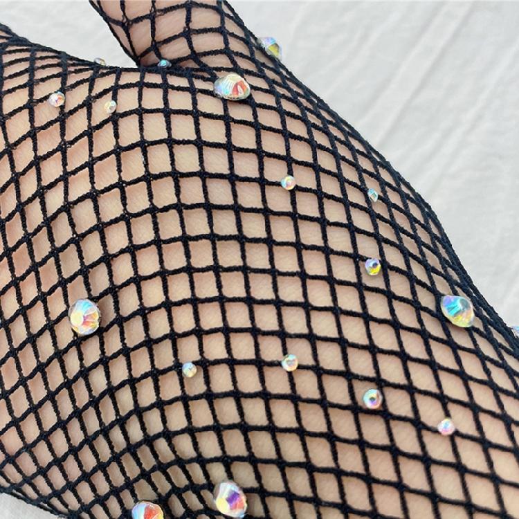 Strass-Langhandschuhe Fischernetz-Langhandschuhe Damen Netz-Langhandschuhe Tanzhandschuhe
