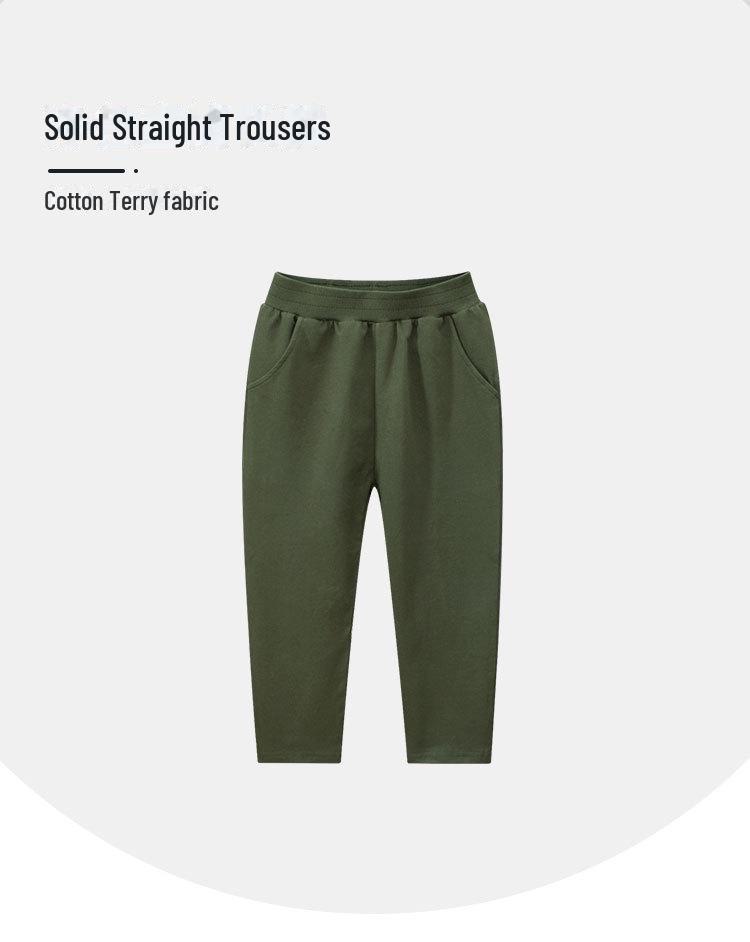 27kids Kids Autumn Sports Pants: Cotton Straight Solid Color