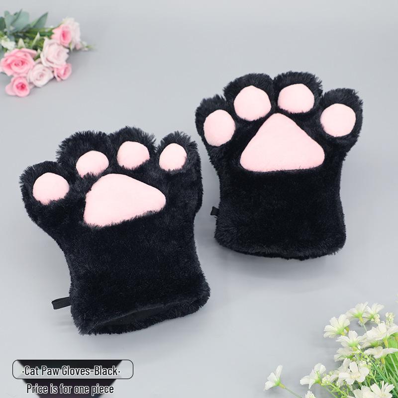 Plush Lolita Cat Paw Gloves for Cosplay & Kids' Performances