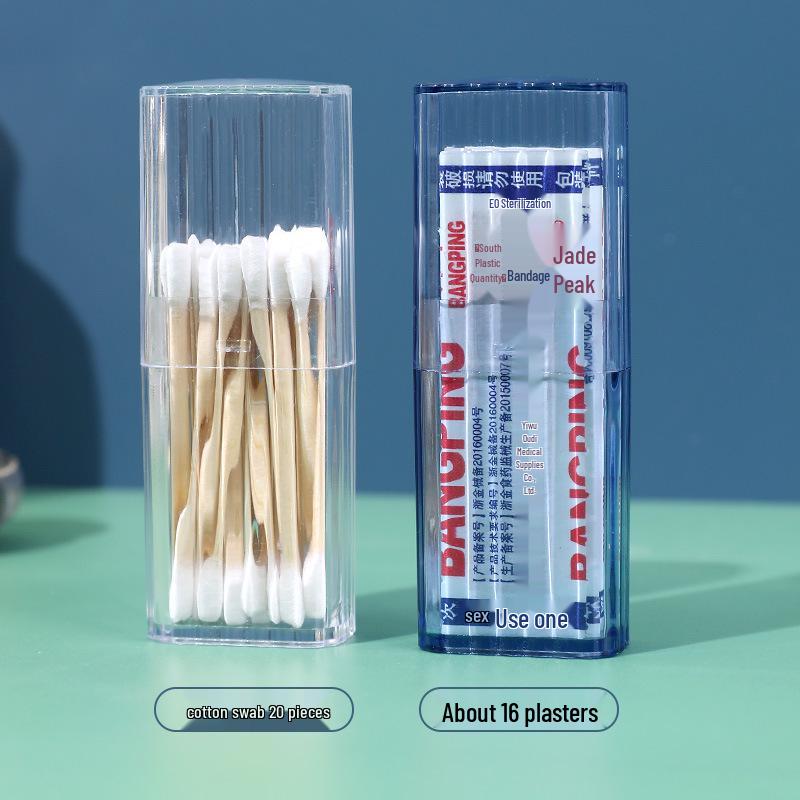 Compact Dustproof Storage Case for Band-Aids, Cotton Swabs, Lip Brushes, and Floss