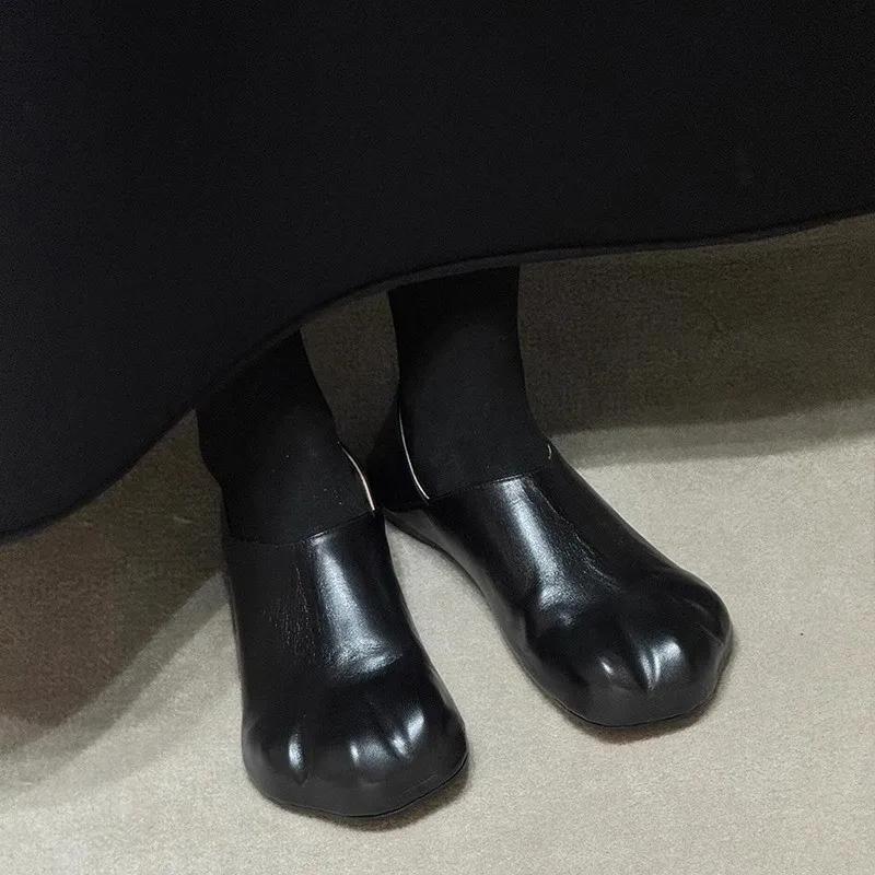 Adorable Cat Claw Flat Bottom Soft Leather Slip-On Shoes Women'S Mary Jane Flats Comfortable Casual Shoes Rubber Sole