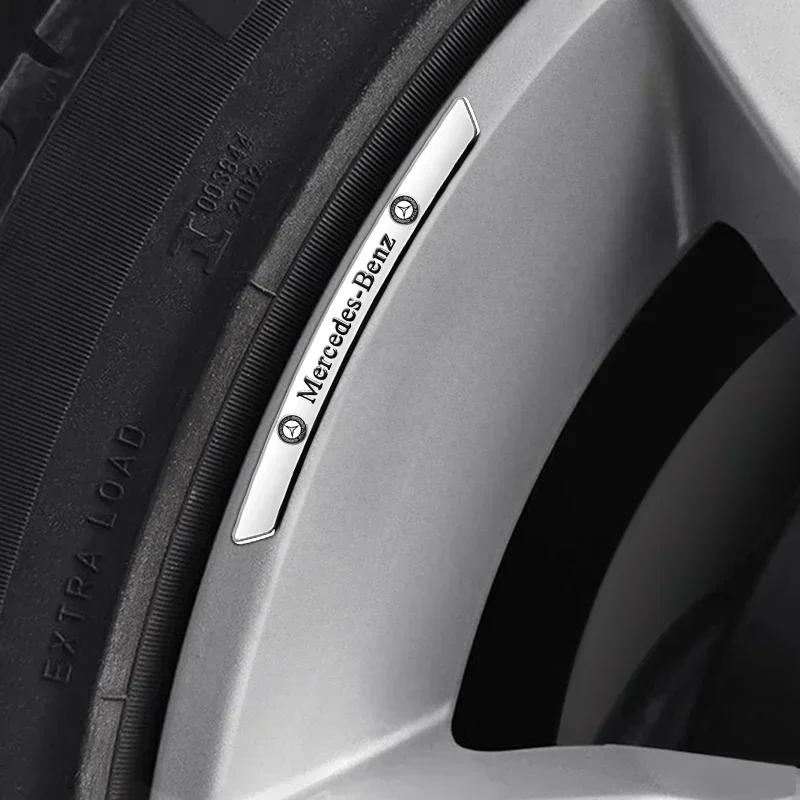 4Pcs Aluminium Car Emblem Wheel Hub Rim Badge Stickers Decals For Mercedes Benz AMG W212 W204 W211W168 W213 W210 W124 GLA GLC