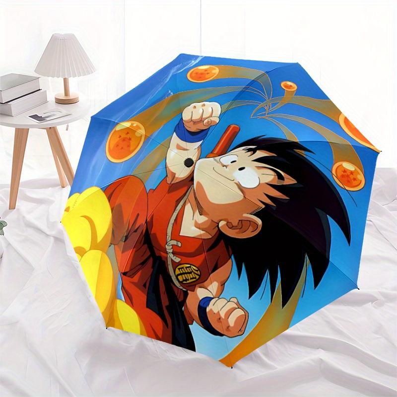 Paraguas Plegable Automático de Dragon Ball Goku, Paraguas de Viaje, Marco Duradero de Plástico y Hierro, Adecuado para Exteriores y Necesidades Diarias, a0818081