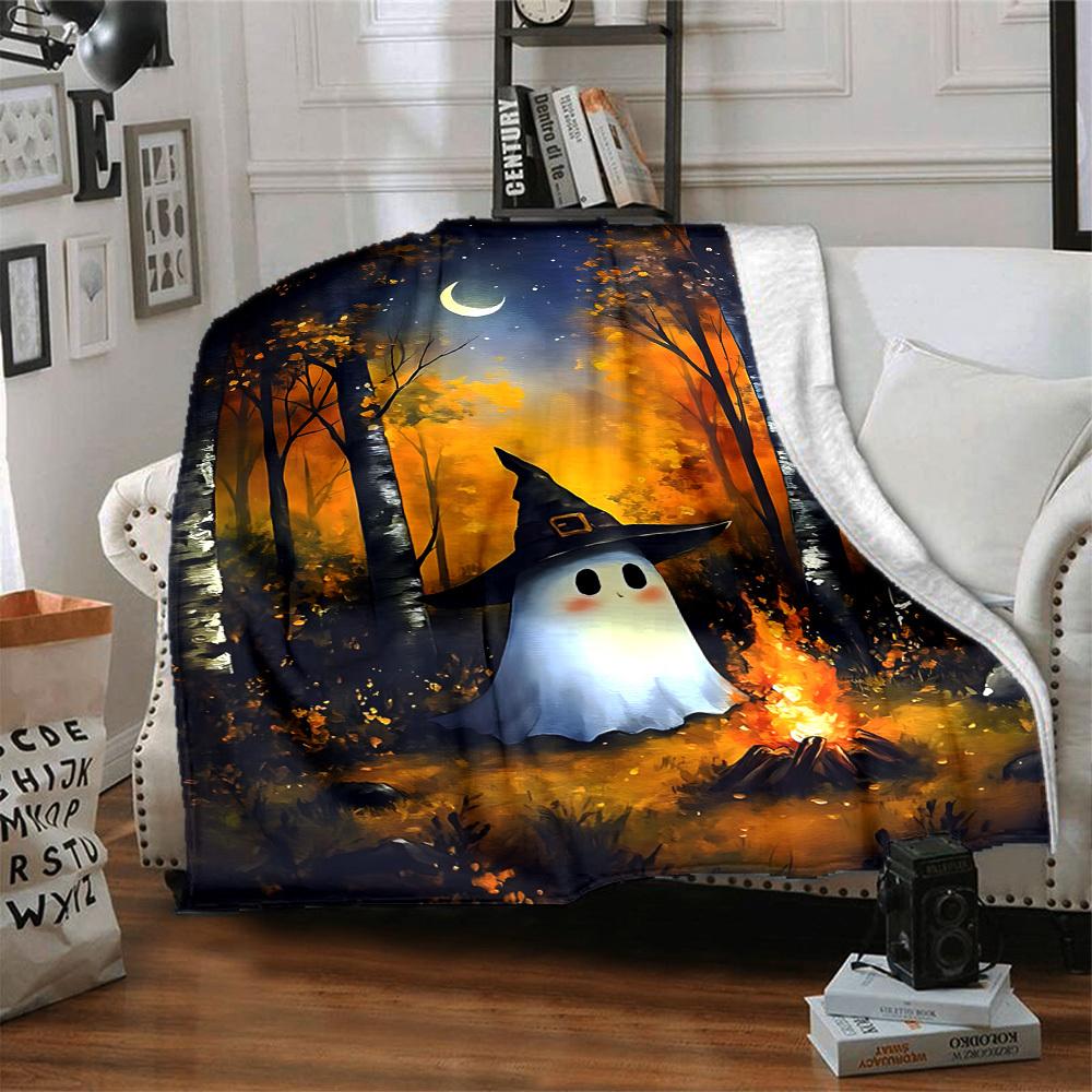 1pc Ghost Forest Blanket, Lightweight Flannel Throw Blanket for Sofa, Bed, Travel, Camping, Living Room, Office, Couch087