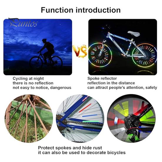 Colorful Wheel Decoration Reflector 12Pcs Bicycle Spoke Skins Wraps Night Riding Universal Easy Bike Accessories To Install Road Mountain Reflectors