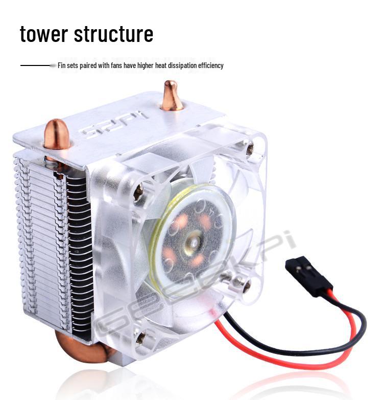 Raspberry Pi 4B/3B/3B+ ICE Tower Heatsink with Luminous Fan