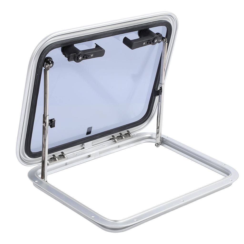 Marine Hatch Porthole Window 19 X 25in Square Heavy Duty Aluminum Alloy Deck Hatch Window with Support Rod and Handle