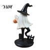 Unique Gothic Room Accents Halloween Ghost Resin Figurine, Vintage Cute Holding Artistic Party Decor Pumpkin Lantern Statue for Indoor Home