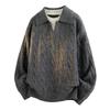 Men Fake Two Piece V Neck Twisted Knit Long Sleeve Casual Polo Sweater