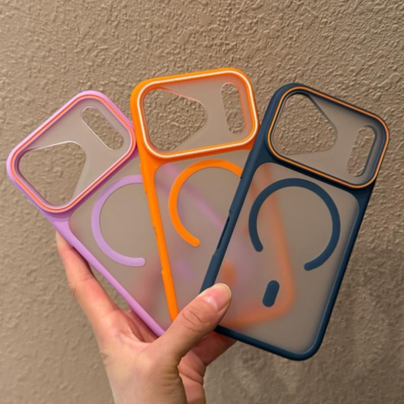 

Luxury Matte Translucent Shockproof Bumper Case for iPhonne Air 17 16 15 14 Plus Pro Max 11 For Magsafe Charge Armor Cover For iPhone 11 тёмно-синий