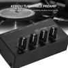 4 Channel Line Mixer Mini Sound Mixer DC 12V Easy Operation Audio Mixer Ultra Low Noise 4 Input 1 Output with Power Adapter
