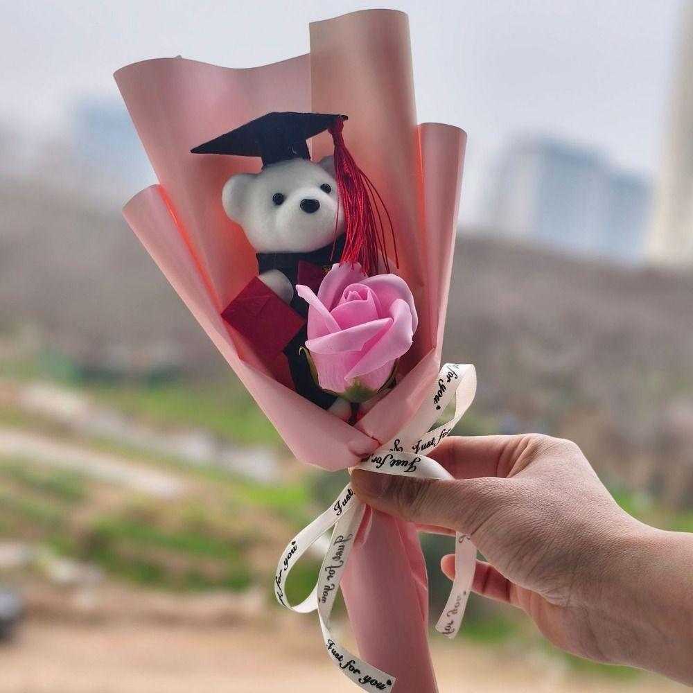 Oszałamiający Bukiet Niedźwiedzia na Ukończenie Szkoły Prezent Bukiet Doktora Niedźwiedzia Nowa Kreskówka Uroczy Niedźwiedź Dzień Nauczyciela