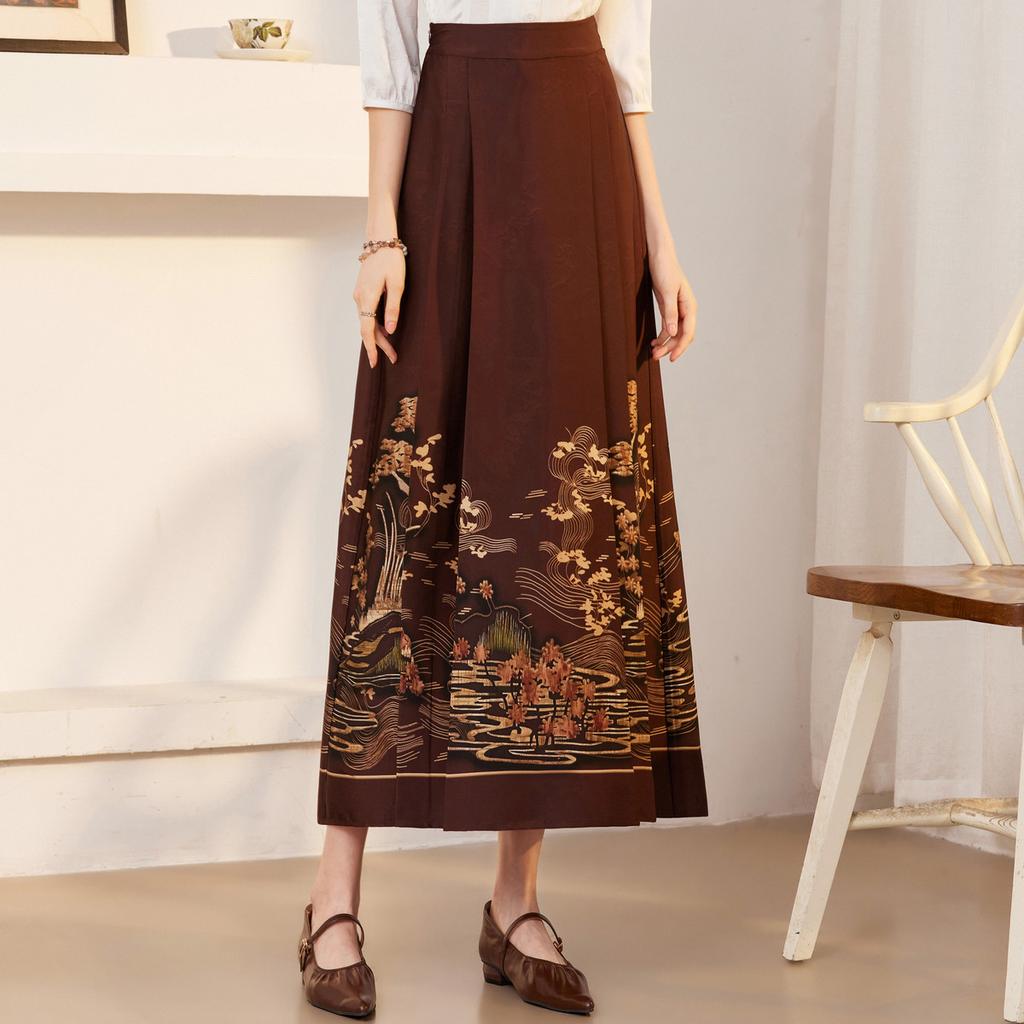 Retro Elegant Chinese Style Improved Horse Face Skirt