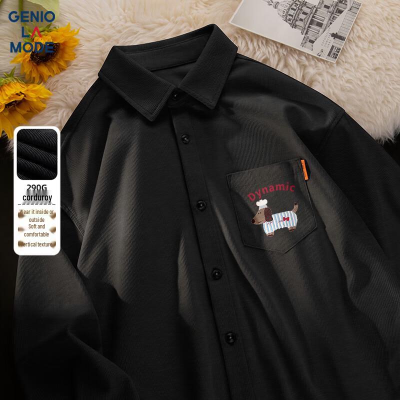 

GENIOLAMODE Men s Loose Fit Corduroy Long-Sleeve Shirt Jacket XL