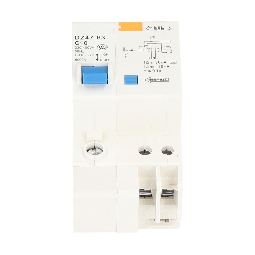 Circuit Breaker Mini MCB 1P+N 10A 230V 400V 30mA 6000A Breaking Capacity for Home