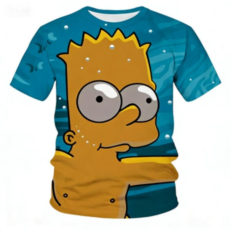 Summer Children's Fashion Digital Simpson Comfortable Loose Short Sleeve Printed T-shirt
