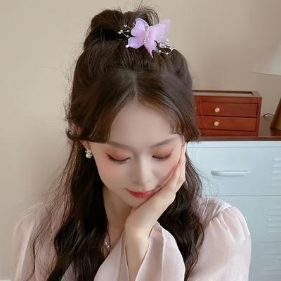 1PC Elegant Butterfly Hairpin Matching, Shark Clip Suitable for Ladies - High-end Sweet Hairpin