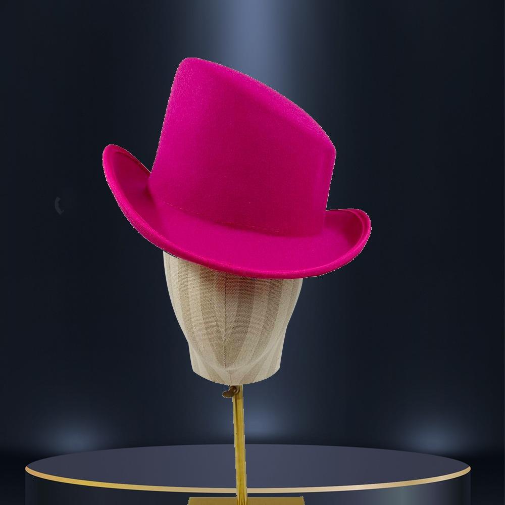 Windproof Slanted Top Hat Warm Slanted Magician's Hat Fashion Fedora Hat Autumn Winter