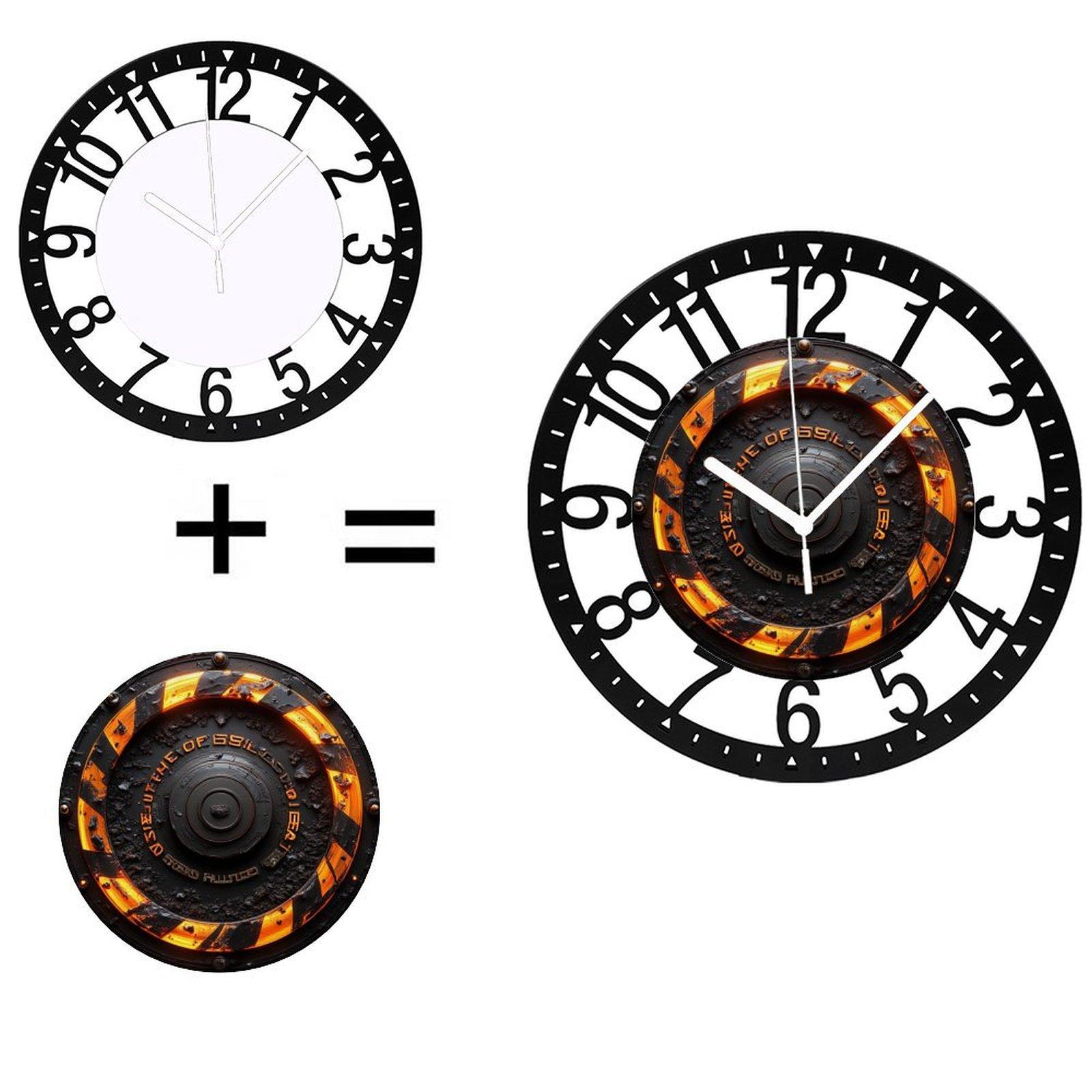 25cm Circular Iron Wall Clock with a Cupcake with Cherry (Black,10 inch(25.40cm))