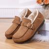 Women's Winter Low Top Flat Sole Cotton Shoes Loose Round Toe Slip On Non Slip Plush Keep Warm Beanie Shoes Elderly Cotton Shoes