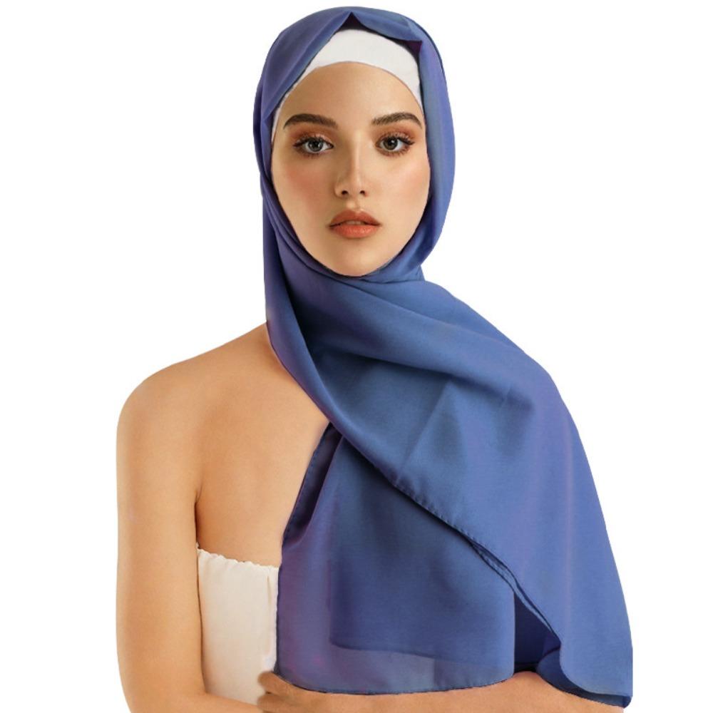 Solid Color Chiffon Hijab Scarf Bubble Pearl Soft Chiffon Headscarf Plain Design Folded Style Shawls Scarf Summer Season