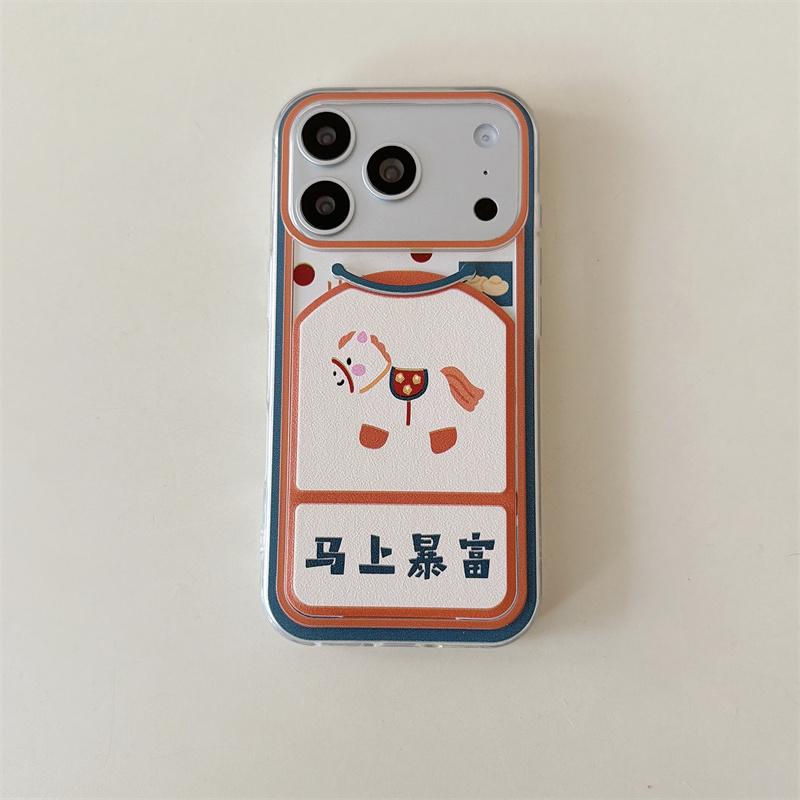 

New 2026 Lucky Pony Magnetic Phone Case For iPhone 17 16 15 14 Pro Max with Flip Stand Orange Red Shockproof Cover For Magsafe For iPhone 17ProMax