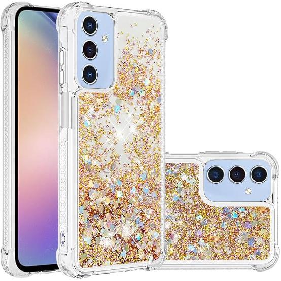 Case for Samsung Galaxy A15 5G, Glitter TPU Cover Clear Flowing Quicksand with Anti-Fall Bumper Corner Shockproof Protection Women Girly Case for