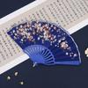 Elegent Chinese Style Plum Blossom Fan Plastic Dance Performance Props Antique Folding Fan Flower Pattern Cloth Dance Fan