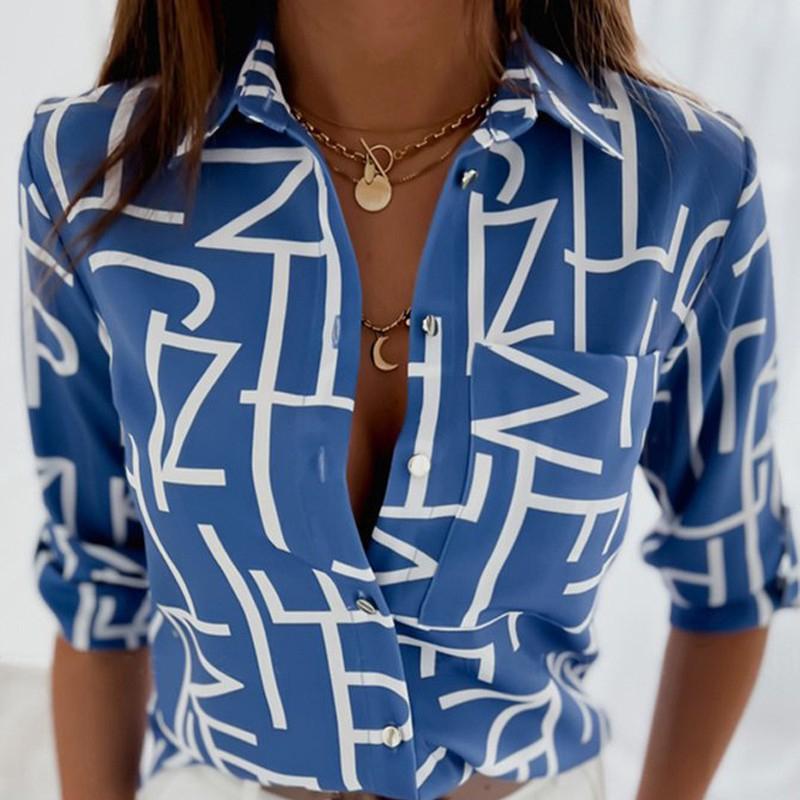 Modna koszulka bazowa Wiosenne i jesienne topy Koszule z długim rękawem Koszule z nadrukiem Kobiety