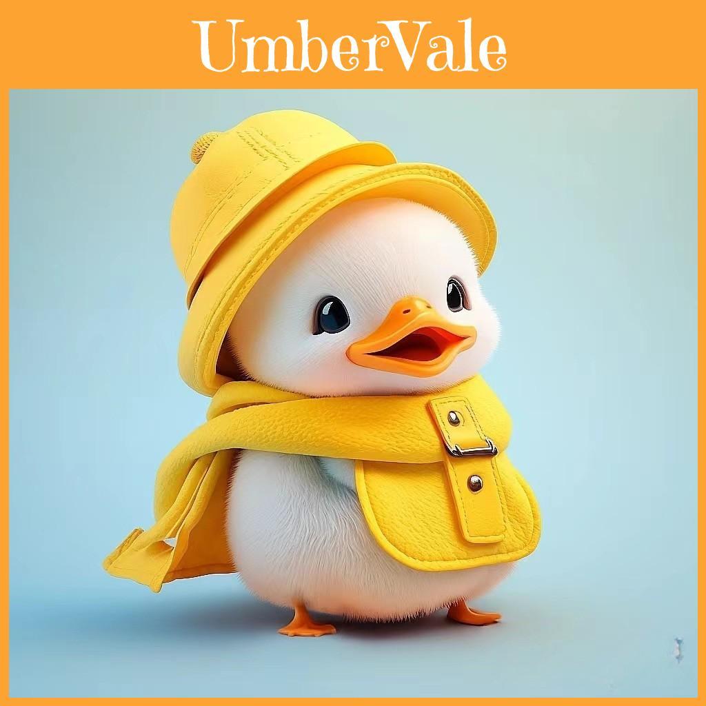 Cute Little Yellow Duck Wearing Hat Pendant With Acrylic Flat Surface For Vehicle Interior Decoration