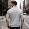 Autumn/Winter Men's Oversized Fashion Contrast-Colour Patchwork Half-Zip Fleece-Lined Oversized Stand-Up Collar Sweatshirt