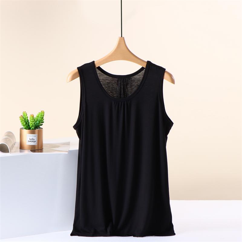 Moda Feminina Solto Cor Sólida Sem Mangas Gola Redonda Regata