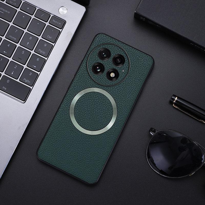 Для OnePlus 13 Магнитный чехол Текстура личи ПУ кожа+ТПУ Задняя крышка телефона B