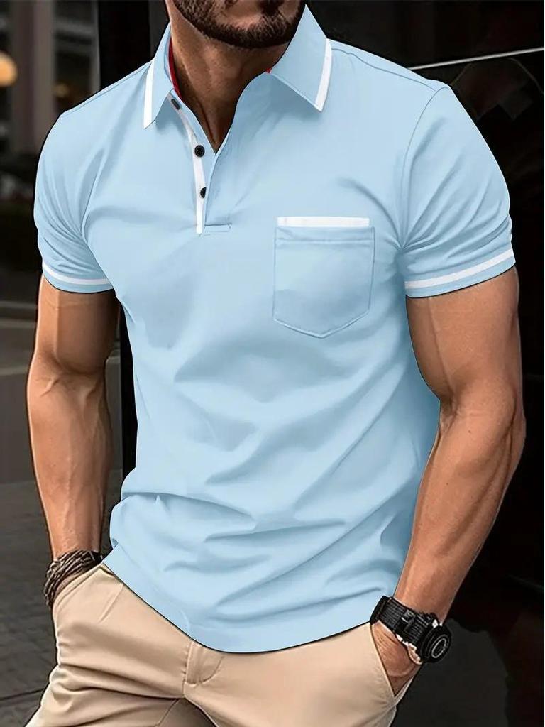 2024 Sommer Herren Sport Poloshirt mit Knopftasche