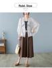 Korean Style Batwing Sleeve Cotton-Linen Cardigan for Women