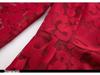 European & American Plus Size Red Lace Swing Dress - Spring/Autumn Fashion 200 Jin