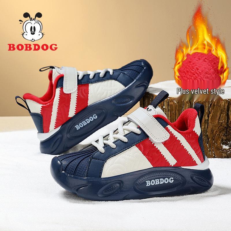 

Bobdog Boys 2025 Winter Fleece-Lined Shoes for Mid-to-Big Kids - Warm Two-Cotton Elementary School Bread Shoes 38