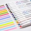 Kawai Stationery Double Ended Highlighter Fluorescent Soft Color Dark Painting Marker Pen Set of 5 Office School Supplies Lovely
