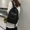 White Black Student Backpack With Frog Pendant Backpack Travel Storage Bag