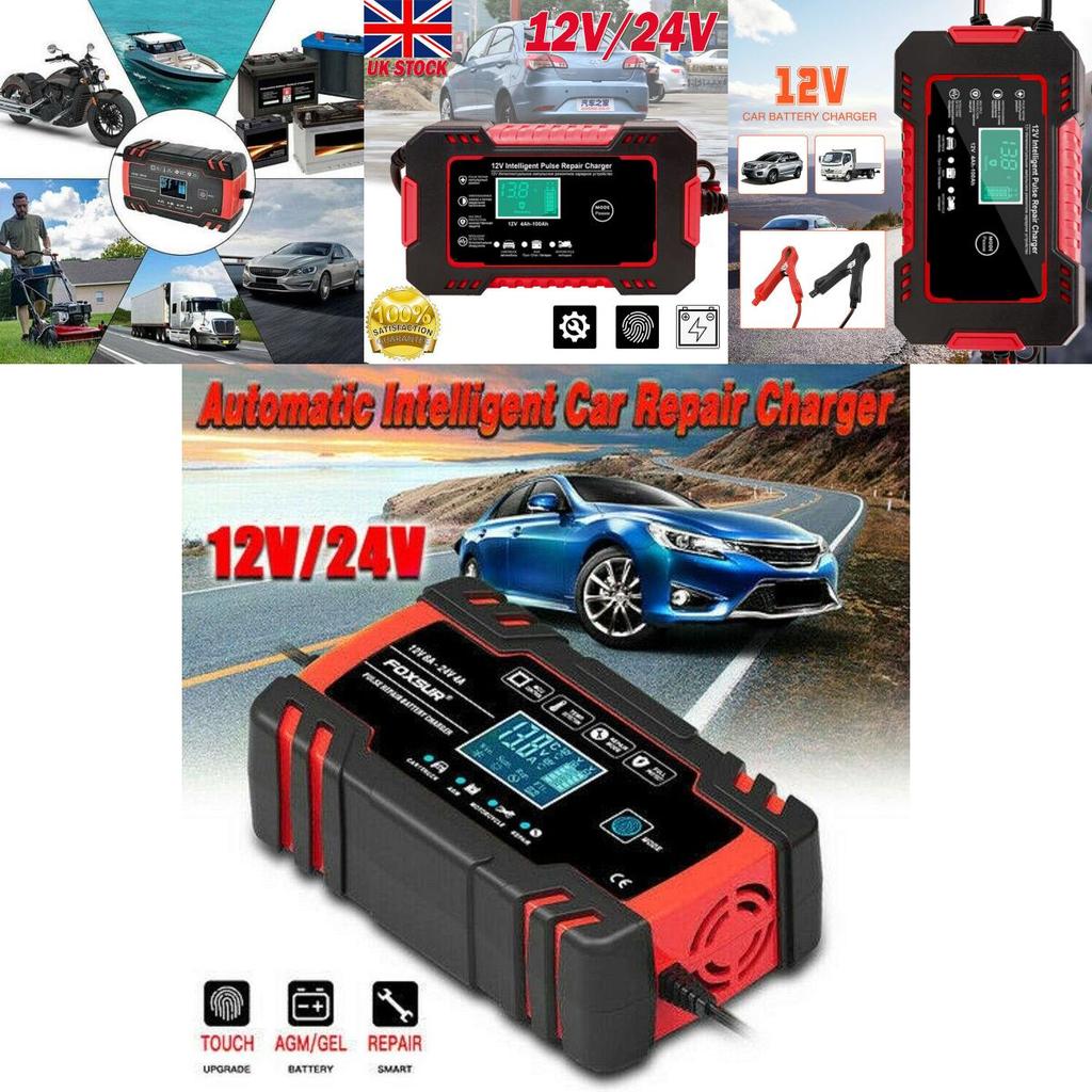12v 24v Smart Automatic Car Battery Charger Fast Charge For Agm/gel Batteries