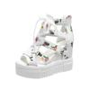 High-heeled sandals women's summer new thick-soled muffin wedge heel student hollowed out fish mouth inner height-increasing sandals
