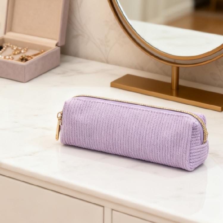 Zippered Closure Pencil Case Light Weight Corduroy Pencil Bag Portable Art Supplies Organiser Pouches For Kid Student