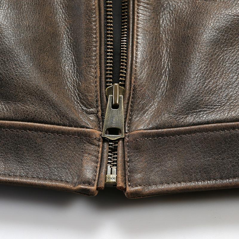 American retro old leather jacket first layer matte cowhide men's lapel leather jacket casual versatile jacket