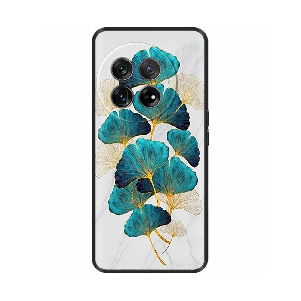 Painted Cover For OnePlus 12 Case Black Silicone Soft Luxury Phone Back Cover For One Plus 12 OnePlus12 5G Fundas Cases Hoesje
