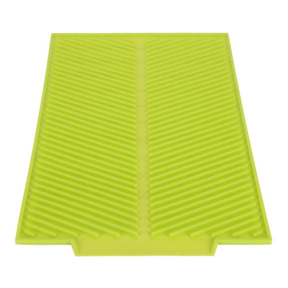 Green Grey Dish Drying Mat Silicone Drain Mat Durable Drain Tray Kitchen Counter Sink