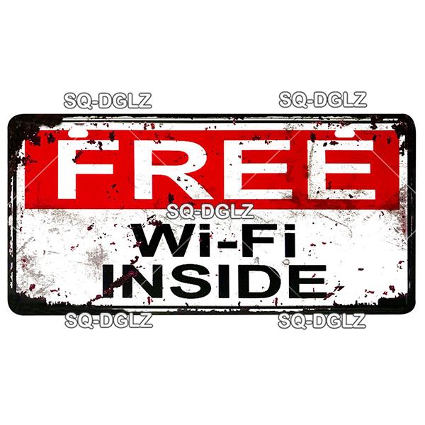 [SQ-DGLZ] Warning WiFi Camera License Plate Tin Sign Store Bar Wall Decoration Metal Sign Home Decor Painting Plaques Art Poster